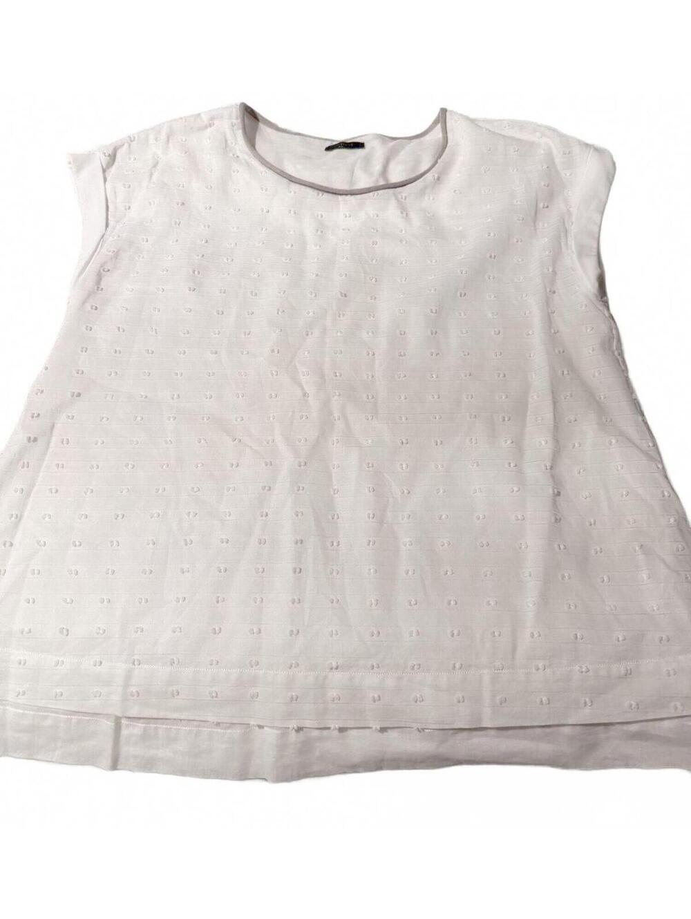 PESERICO Women's Cotton Top Size 46 Italy/Large USA, Off White, sleeveless